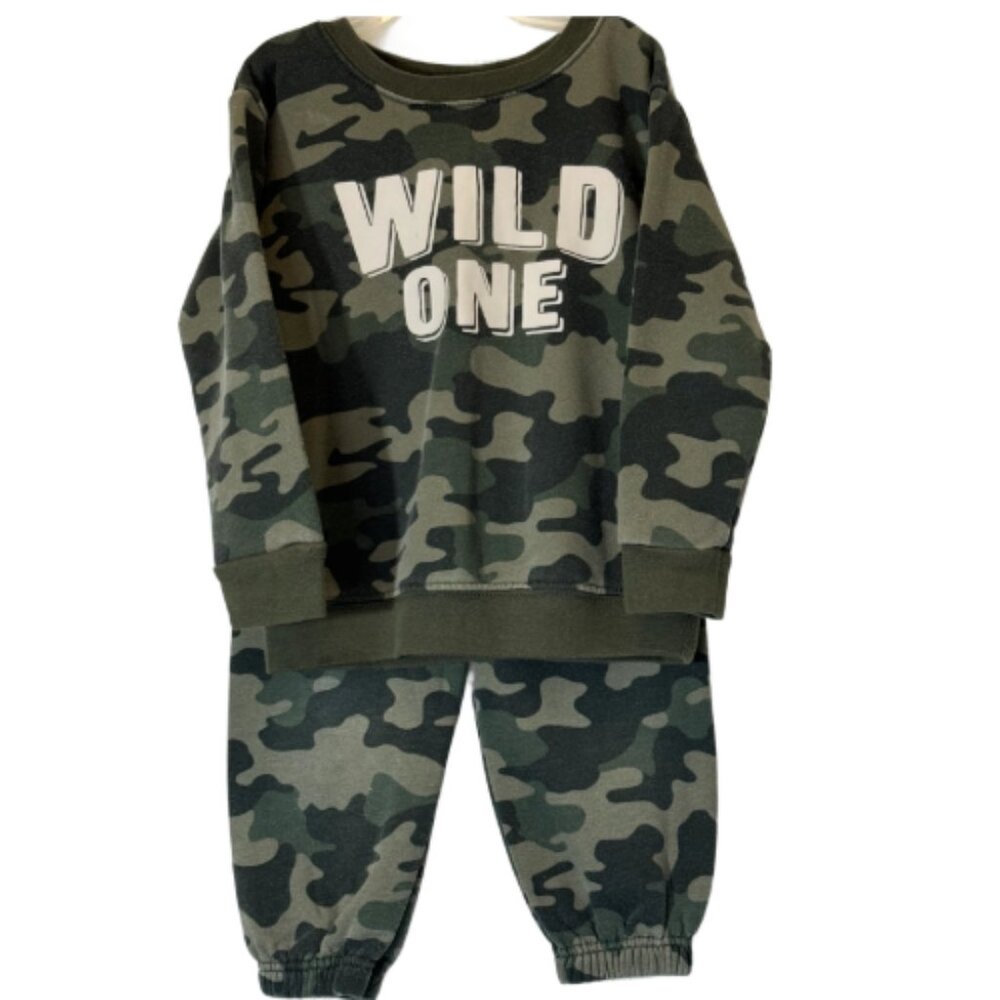Kids Green Camouflage Graphic Matching Set Size 2T -3T